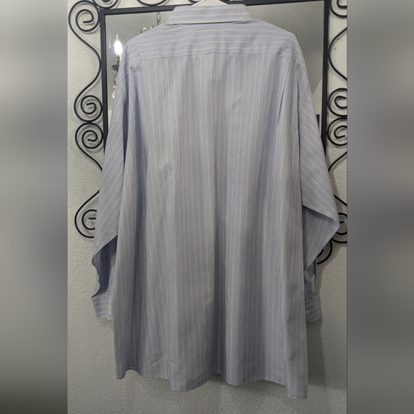 Jos. A. Bank Mens Light Blue Striped Cotton Long Sleeve Buttons Up Shirt Size 34 - Picture 5 of 6